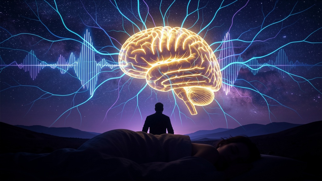 Neural pathways glowing within a dreaming silhouette